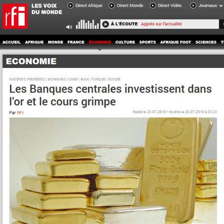 RFI: Les Banques centrales investissent dans l’or et le cours grimpe