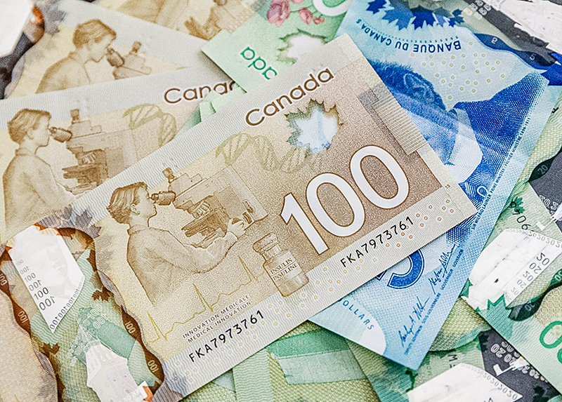 Dollars canadiens restants après les vacances
