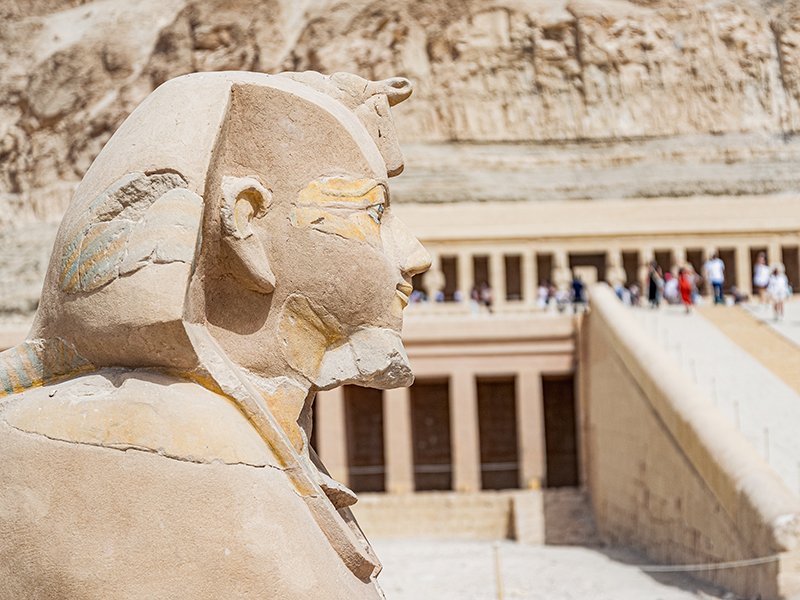 Sphynx,With,Human,Face,In,Front,Of,The,Mortuary,Temple