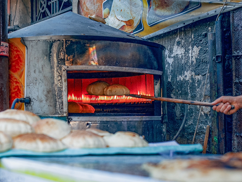 Baking,Traditional,Egyptian,Flatbread,Aish,Baladi.,Freshly,Baked,Pita,Bread